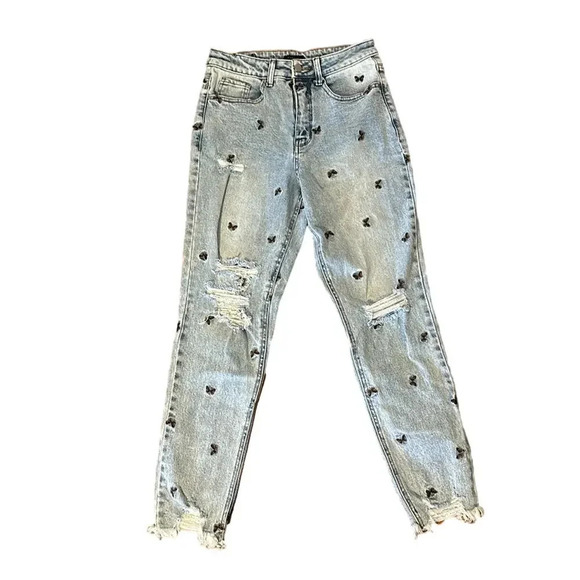 Material Girl Juniors Butterfly Embroidered Jeans Size 5 - Picture 1 of 4